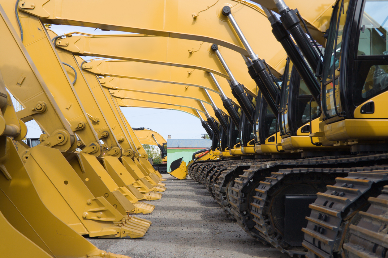 Equipment Financing row of excavators